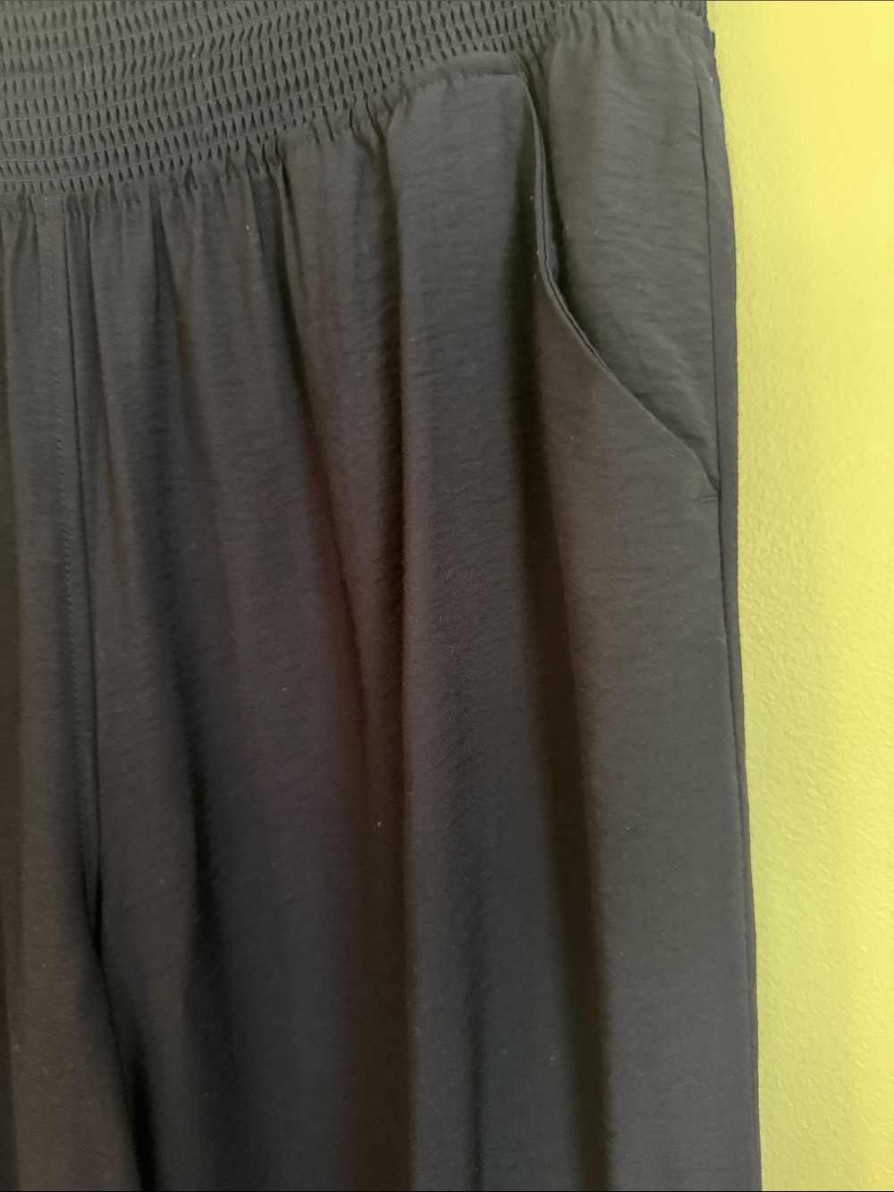 Navy Smocked-Waist Wide Leg Palazzo Crop Pants - Picture 5 of 9